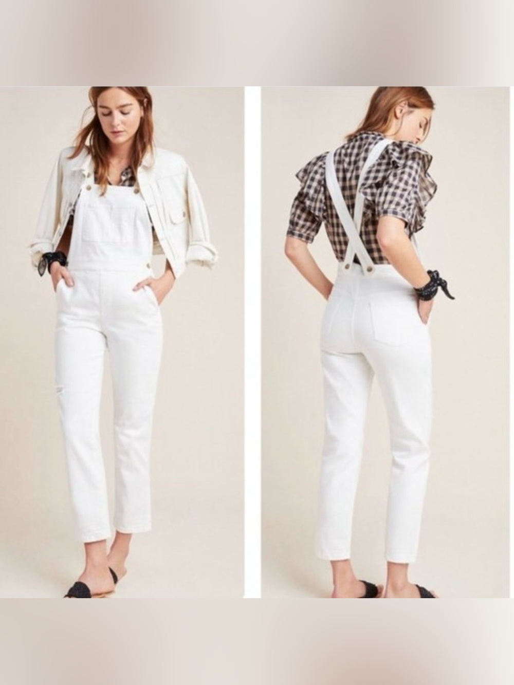 Anthropologie Pilcro White Denim Women’s Overalls